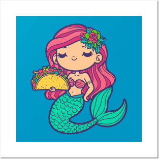 Mermaid with a Taco Posters and Art